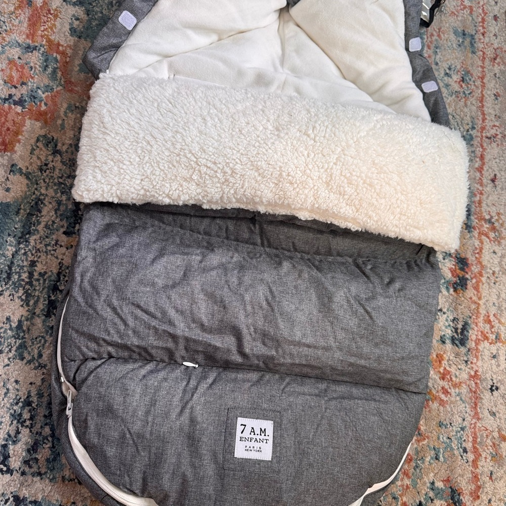 L.A.M.B. Gray and Cream Stroller Footmuff